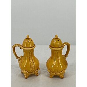 Vintage Loma Ceramic Salt & Pepper Shakers Set With Handles And Ornate Design Mi